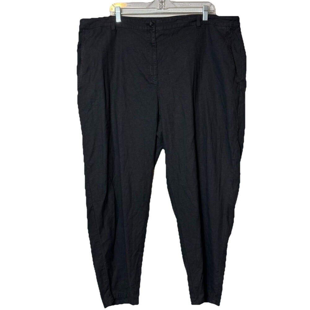 Eileen Fisher Women’s Plus Size 22 Black Casual Pants Organic Cotton Hemp Blend